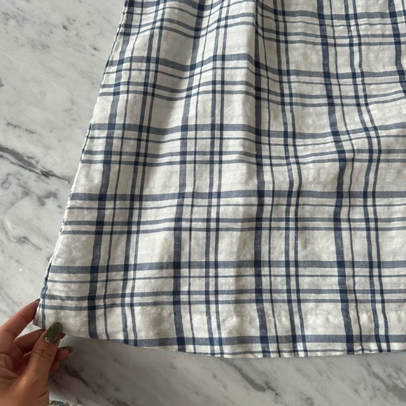 BONPOINT CHILD ARIEL DRESS BLUE PLAID Girls 12Y Like New Short Sleeve Linen - Picture 2 of 4